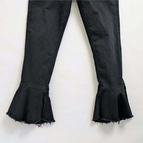 Mother Jeans Cha Cha Fray Women 29 Black Not Guilty Raw Hem 1113-180 Flare - Picture 7 of 13